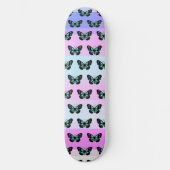 Elegant Blue & Black Butterfly Pattern Skateboard (Voorkant)