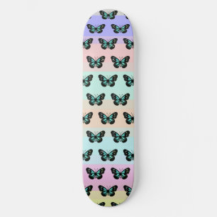 Elegant Blue & Black Butterfly Pattern Skateboard