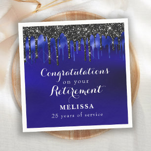 Elegant Blue Black Glitter-schijven gefeliciteerd Servet