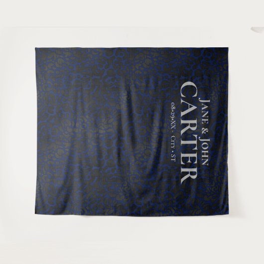 Elegant Blue Black Leopard Print Weduwachtergrond Wandkleed (Voorkant (horizontaal))