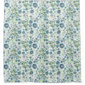 Elegant Blue Blauwgroen Floral Waterverf Pattern Douchegordijn (Voorkant)