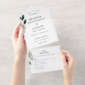 Elegant Blue Botanical All In One Uitnodiging (Afscheurbaar)