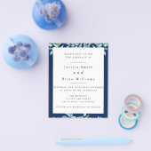 Elegant Blue Botanical Wedding Flyer (Enkel)
