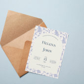 Elegant Blue Botanical Wedding Invitation
