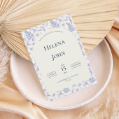 Elegant Blue Botanical Wedding Invitation