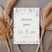 Elegant Blue Botanical Wedding Invitation