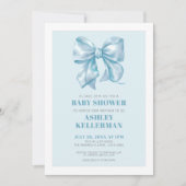 Elegant Blue Bow Baby shower Kaart (Voorkant)
