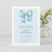 Elegant Blue Bow Baby shower Kaart (Staand voorkant)