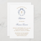 elegant blue bow Baptism Kaart (Voorkant / Achterkant)