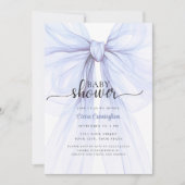 Elegant Blue Bow Boy Baby Shower Invitation (Devant)
