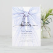Elegant Blue Bow Boy Baby Shower Invitation (Debout devant)