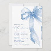Elegant Blue Bow Boy Baby shower Kaart (Voorkant)