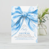 Elegant Blue Bow Boy Baby Shower Kaart (Staand voorkant)
