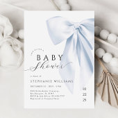 Elegant Blue Bow Boy Baby shower Kaart