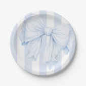 Elegant Blue Bow Boy Baby shower Papieren Bordje (Voorkant)