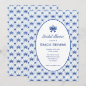 Elegant Blue Bow Bridal Shower Kaart (Voorkant / Achterkant)