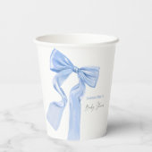 Elegant Blue Bow Coquette Baby shower Papieren Bekers (Achterkant)