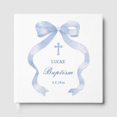 Elegant Blue Bow doop gastenboek (Voorkant)