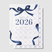 Elegant Blue Bow Graduation Party Vellum Uitnodigingen (Offset (Uitnodiging))