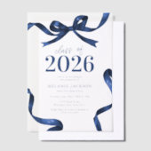 Elegant Blue Bow Graduation Party Vellum Uitnodigingen (Offset)