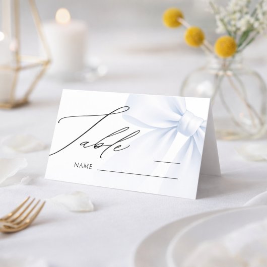 Elegant Blue Bow Modern Wedding Table Number Place
