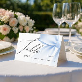 Elegant Blue Bow Modern Wedding Table Number Place
