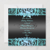 Elégant Blue Bow Sweet 16e anniversaire Invitation (Dos)