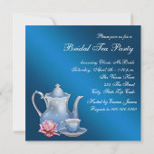 Elegant Blue Bridal Tea Party Kaart (Achterkant)