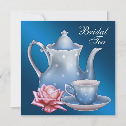 Elegant Blue Bridal Tea Party Kaart (Voorkant)