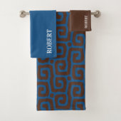 Elegant Blue &Brown Abstract Pattern Custom Name (En situation)