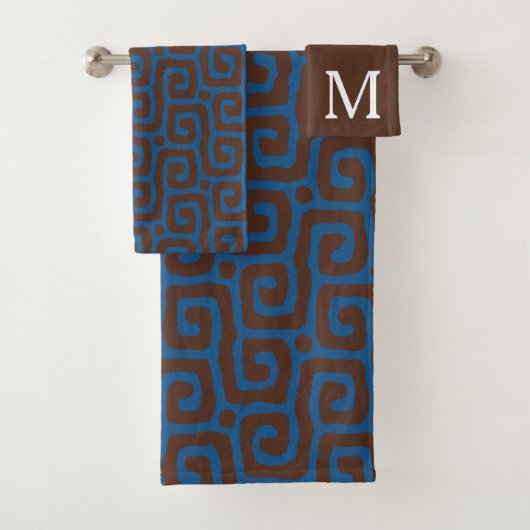 Elegant Blue &Brown Abstract Pattern Monogram (En situation)