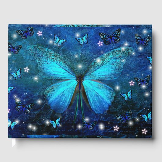 Elegant Blue Butterfly Gastenboek (Voorkant)