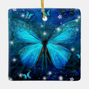 Elegant Blue Butterfly Keramisch Ornament