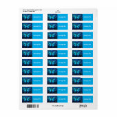 Elegant Blue Butterfly Label (Full Sheet)