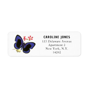 Elegant Blue Butterfly  retouradres Etiket