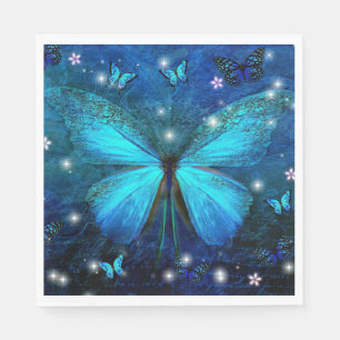 Elegant Blue Butterfly Servet