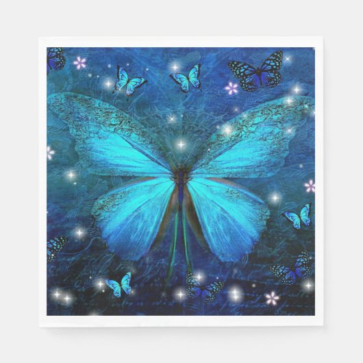 Elegant Blue Butterfly Servet (Voorkant)