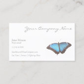 Elegant Blue Butterfly - White Visitekaartje (Achterkant)