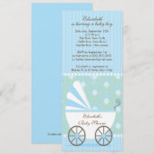 Elégant Blue Carriage Boy Baby shower Invitation (Devant / Derrière)