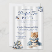 Elegant Blue Cat Party Invitation Template (Devant)