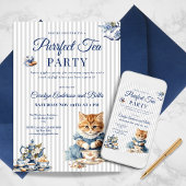 Elegant Blue Cat Party Invitation Template