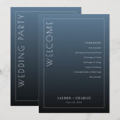 Elegant Blue Ceremony Program Programma (Voorkant / Achterkant)