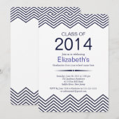 Elegant Blue Chevron Graduation Party Invitation Kaart (Voorkant / Achterkant)