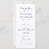 Elégant Blue Chinoiserie Crest Wedding Programme (Dos)