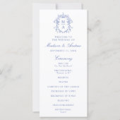 Elégant Blue Chinoiserie Crest Wedding Programme (Devant)