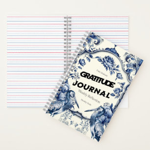 Elégant Blue Chinoiserie Gratitude Journal Couvert