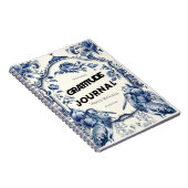 Elégant Blue Chinoiserie Gratitude Journal Couvert (Côté Droit)