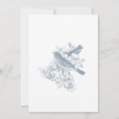 Elegant Blue Chinoiserie Nature Birds Bridal Tea Kaart (Achterkant)