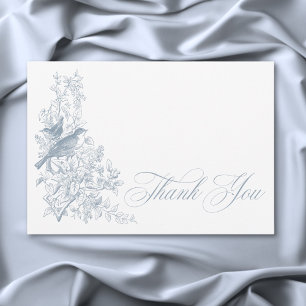 Elegant Blue Chinoiserie Natuur Birds Baby shower Bedankkaart