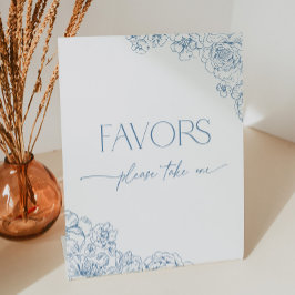 Elegant Blue Chinoiserie Vrijgezellenfeest Favors Reclamebord Met Voetstuk